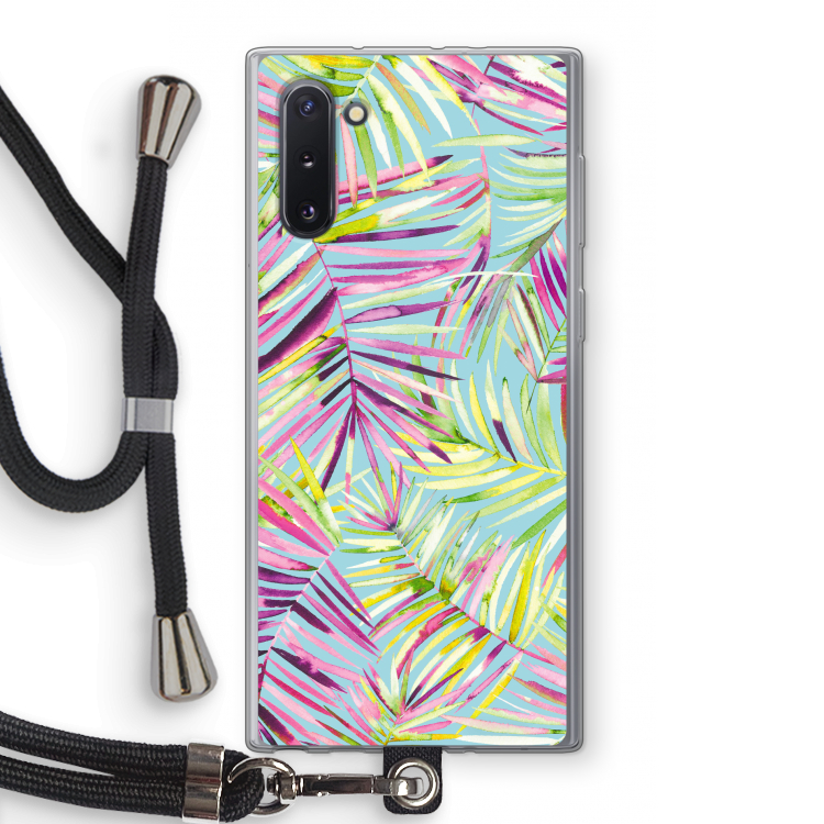 CaseCompany Tropical Palms Blue: Samsung Galaxy Note 10 Transparant Hoesje met koord
