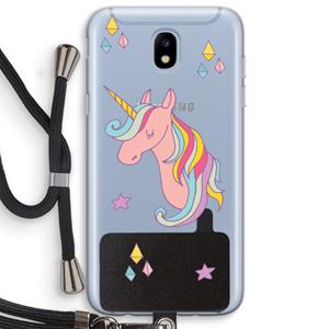 CaseCompany Roze eenhoorn: Samsung Galaxy J5 (2017) Transparant Hoesje met koord