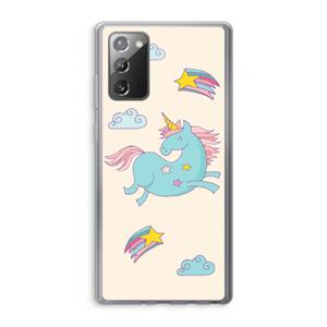 CaseCompany Vliegende eenhoorn: Samsung Galaxy Note 20 / Note 20 5G Transparant Hoesje