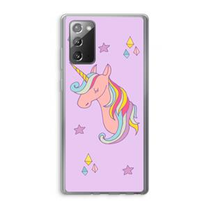 CaseCompany Roze eenhoorn: Samsung Galaxy Note 20 / Note 20 5G Transparant Hoesje