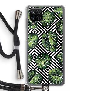 CaseCompany Geometrische jungle: Samsung Galaxy A12 Transparant Hoesje met koord