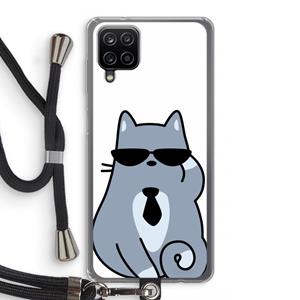 CaseCompany Cool cat: Samsung Galaxy A12 Transparant Hoesje met koord