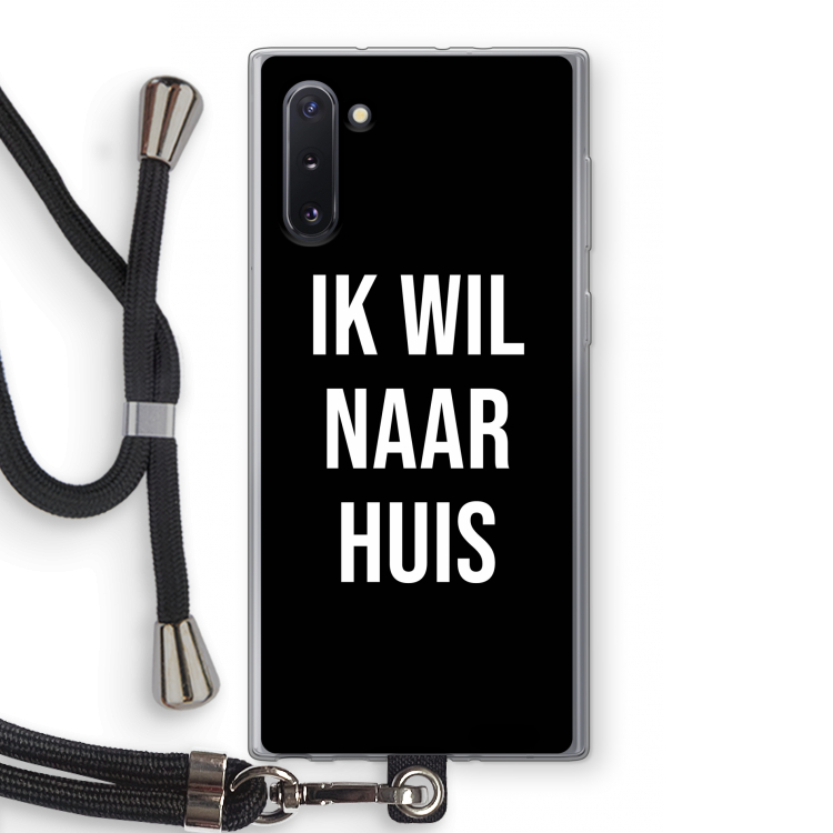 CaseCompany Ik wil naar huis - Zwart: Samsung Galaxy Note 10 Transparant Hoesje met koord