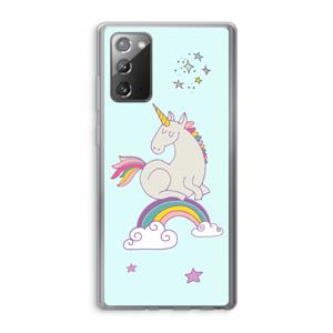 CaseCompany Regenboog eenhoorn: Samsung Galaxy Note 20 / Note 20 5G Transparant Hoesje
