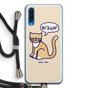 CaseCompany Miauw: Samsung Galaxy A50 Transparant Hoesje met koord