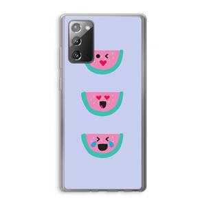 CaseCompany Smiley watermeloen: Samsung Galaxy Note 20 / Note 20 5G Transparant Hoesje