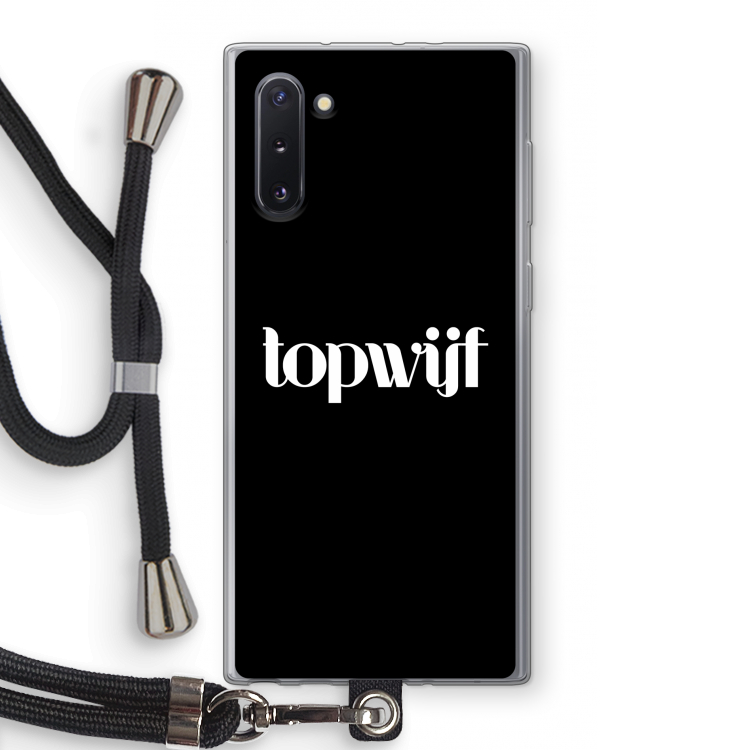 CaseCompany Topwijf Zwart: Samsung Galaxy Note 10 Transparant Hoesje met koord