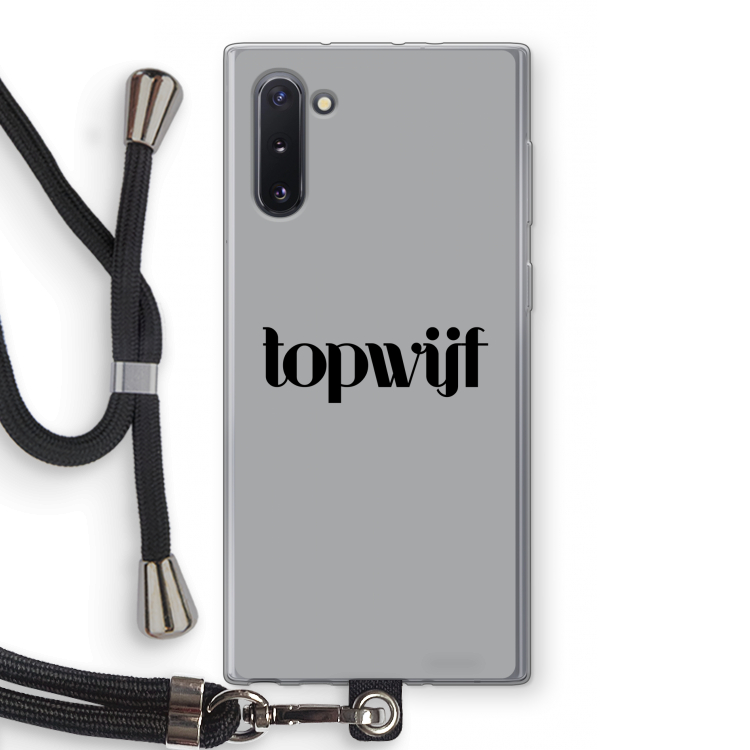 CaseCompany Topwijf Grijs Zwart: Samsung Galaxy Note 10 Transparant Hoesje met koord
