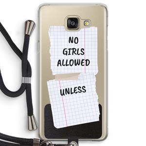 CaseCompany No Girls Allowed Unless: Samsung Galaxy A5 (2016) Transparant Hoesje met koord