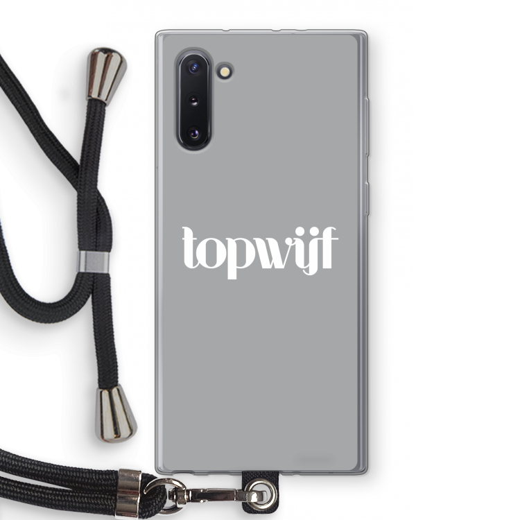 CaseCompany Topwijf Grijs Wit: Samsung Galaxy Note 10 Transparant Hoesje met koord