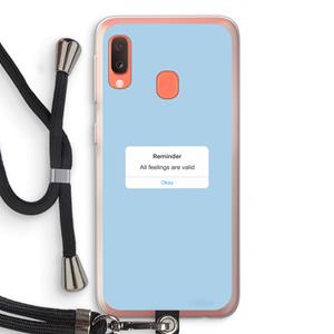 CaseCompany Reminder: Samsung Galaxy A20e Transparant Hoesje met koord