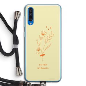 CaseCompany No rain no flowers: Samsung Galaxy A50 Transparant Hoesje met koord