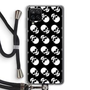 CaseCompany Musketon Skulls: Samsung Galaxy A12 Transparant Hoesje met koord