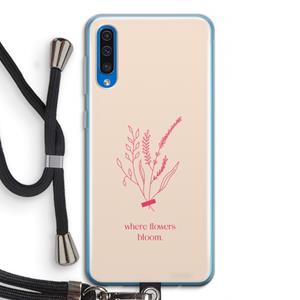 CaseCompany Where flowers bloom: Samsung Galaxy A50 Transparant Hoesje met koord