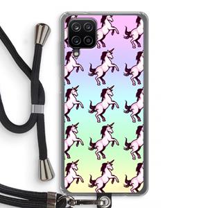 CaseCompany Musketon Unicorn: Samsung Galaxy A12 Transparant Hoesje met koord