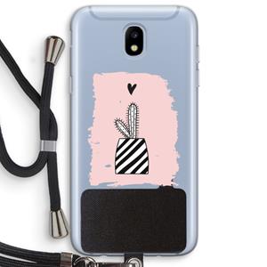CaseCompany Zwart-wit cactus: Samsung Galaxy J5 (2017) Transparant Hoesje met koord