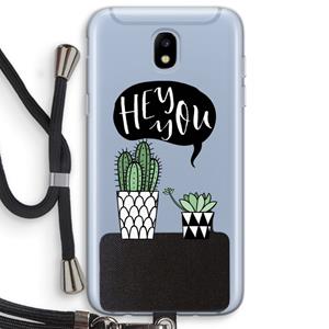 CaseCompany Hey you cactus: Samsung Galaxy J5 (2017) Transparant Hoesje met koord