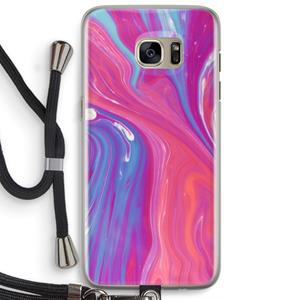 CaseCompany Paarse stroom: Samsung Galaxy S7 Edge Transparant Hoesje met koord
