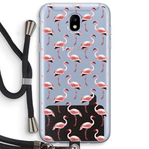 CaseCompany Flamingoprint groen: Samsung Galaxy J5 (2017) Transparant Hoesje met koord