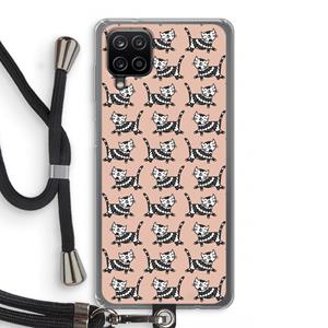 CaseCompany Zwarte poes: Samsung Galaxy A12 Transparant Hoesje met koord
