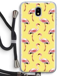 CaseCompany Flamingo's geel: Samsung Galaxy J5 (2017) Transparant Hoesje met koord