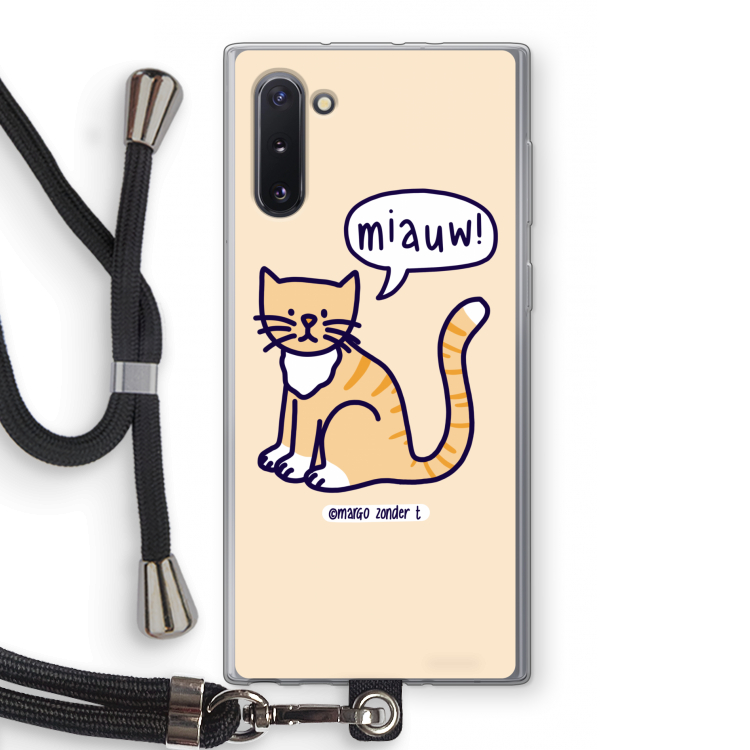 CaseCompany Miauw: Samsung Galaxy Note 10 Transparant Hoesje met koord