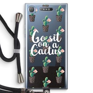 CaseCompany Cactus quote: Sony Xperia XZ1 Transparant Hoesje met koord