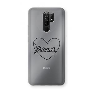 CaseCompany Friends heart black: Xiaomi Redmi 9 Transparant Hoesje