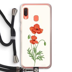 CaseCompany Red poppy: Samsung Galaxy A20e Transparant Hoesje met koord