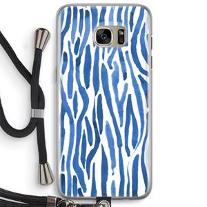 CaseCompany Blauwe nerven: Samsung Galaxy S7 Edge Transparant Hoesje met koord