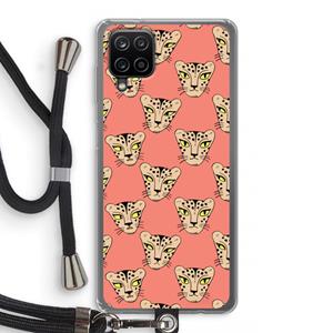 CaseCompany Tijger: Samsung Galaxy A12 Transparant Hoesje met koord