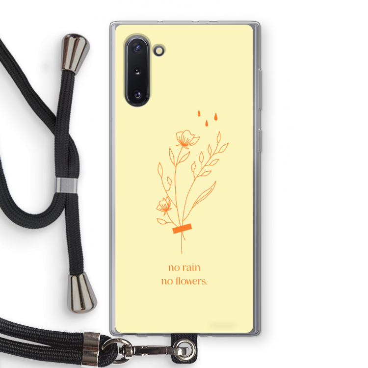 CaseCompany No rain no flowers: Samsung Galaxy Note 10 Transparant Hoesje met koord