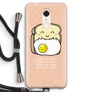 CaseCompany Sleep All Day: Xiaomi Redmi 5 Transparant Hoesje met koord