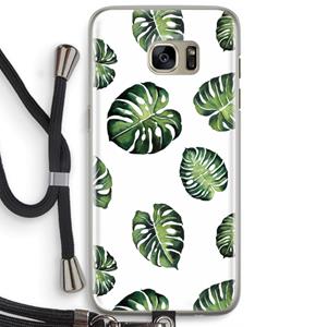CaseCompany Tropische bladeren: Samsung Galaxy S7 Edge Transparant Hoesje met koord