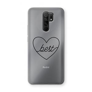 CaseCompany Best heart black: Xiaomi Redmi 9 Transparant Hoesje