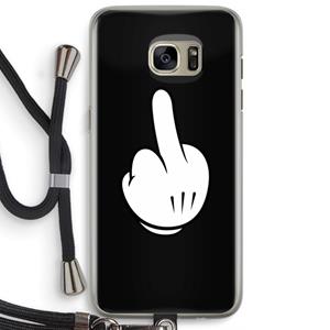 CaseCompany Middle finger black: Samsung Galaxy S7 Edge Transparant Hoesje met koord