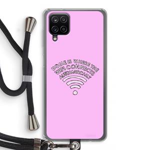 CaseCompany Home Is Where The Wifi Is: Samsung Galaxy A12 Transparant Hoesje met koord
