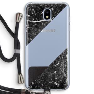 CaseCompany Zwart marmer: Samsung Galaxy J5 (2017) Transparant Hoesje met koord