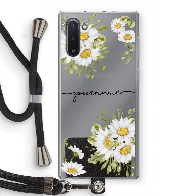CaseCompany Daisies: Samsung Galaxy Note 10 Transparant Hoesje met koord