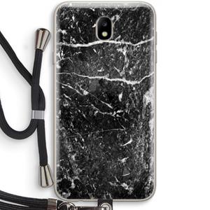 CaseCompany Zwart marmer: Samsung Galaxy J7 (2017) Transparant Hoesje met koord