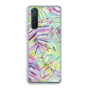CaseCompany Tropical Palms Blue: Sony Xperia 5 II Transparant Hoesje