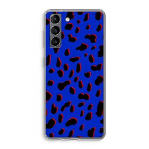 CaseCompany Blue Leopard: Samsung Galaxy S21 Transparant Hoesje