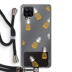 CaseCompany Ananasjes: Samsung Galaxy A12 Transparant Hoesje met koord