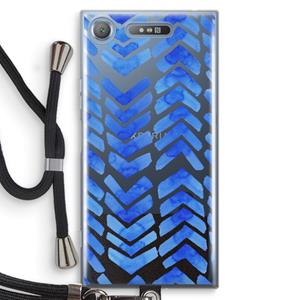 CaseCompany Blauwe pijlen: Sony Xperia XZ1 Transparant Hoesje met koord