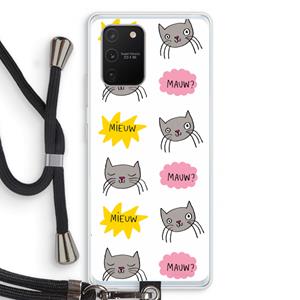 CaseCompany Meow: Samsung Galaxy S10 Lite Transparant Hoesje met koord