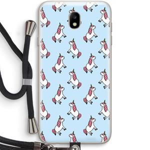 CaseCompany Eenhoorns overal: Samsung Galaxy J7 (2017) Transparant Hoesje met koord