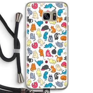 CaseCompany Kleurrijke katten: Samsung Galaxy S7 Edge Transparant Hoesje met koord