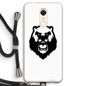 CaseCompany Angry Bear (white): Xiaomi Redmi 5 Transparant Hoesje met koord