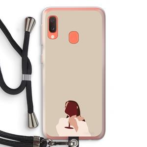 CaseCompany I drink wine: Samsung Galaxy A20e Transparant Hoesje met koord