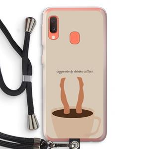 CaseCompany Aggressively drinks coffee: Samsung Galaxy A20e Transparant Hoesje met koord